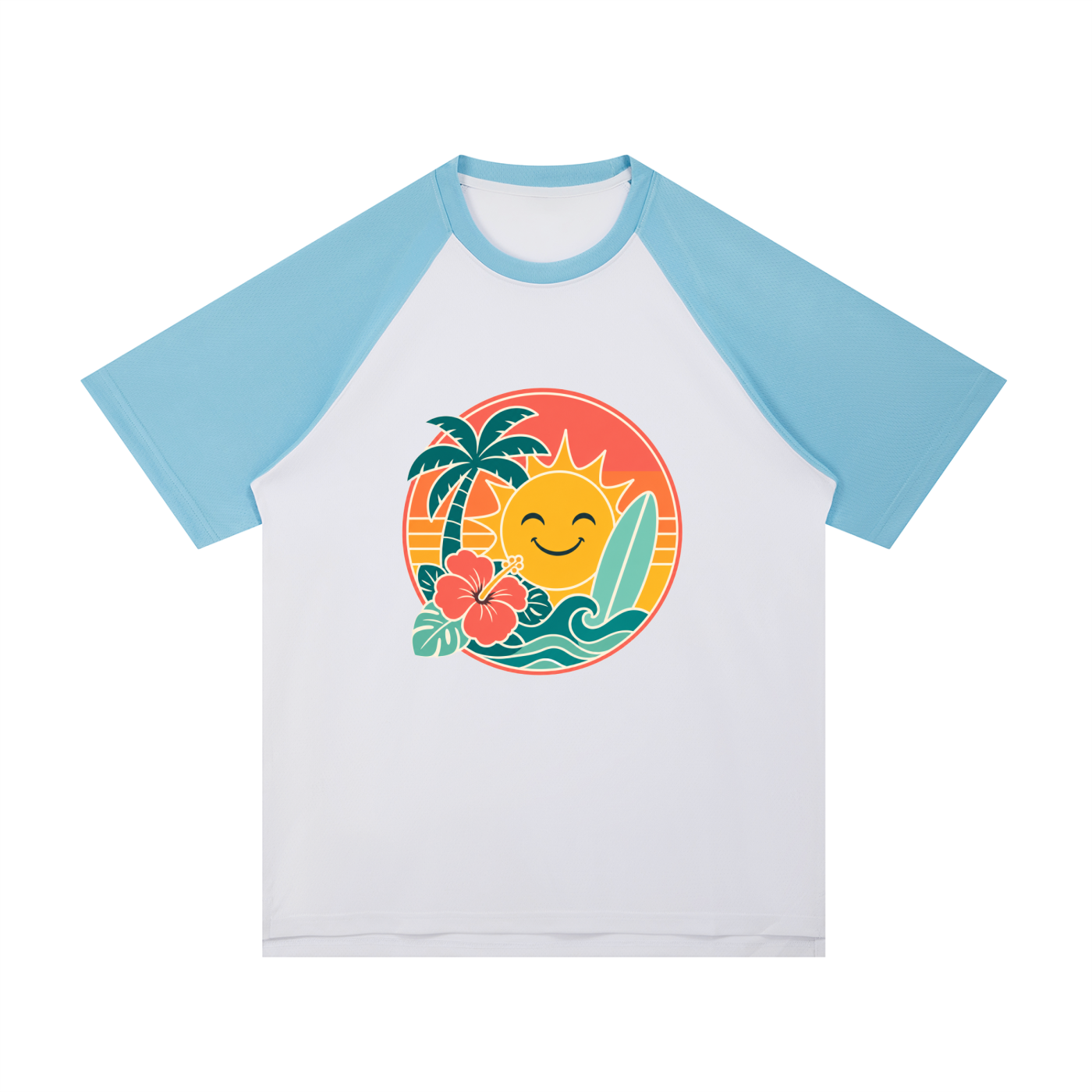 Contrast Raglan Sleeve Mesh T-Shirt