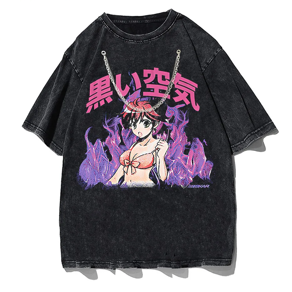 Japanese Anime Girl Oversized Streetwear T-Shirt-4