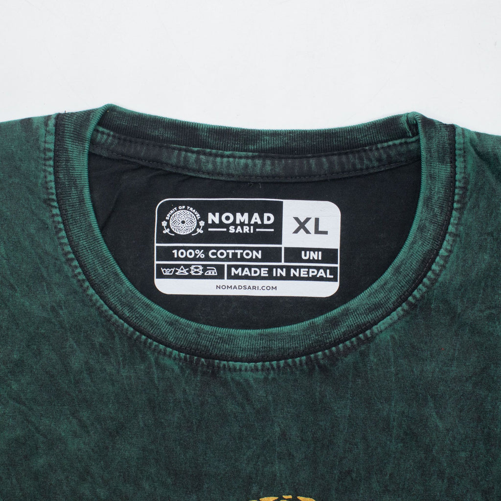 Nomad Sari ストーンウォッシュ コットンTシャツ - 生命の樹 - グリーン - XL