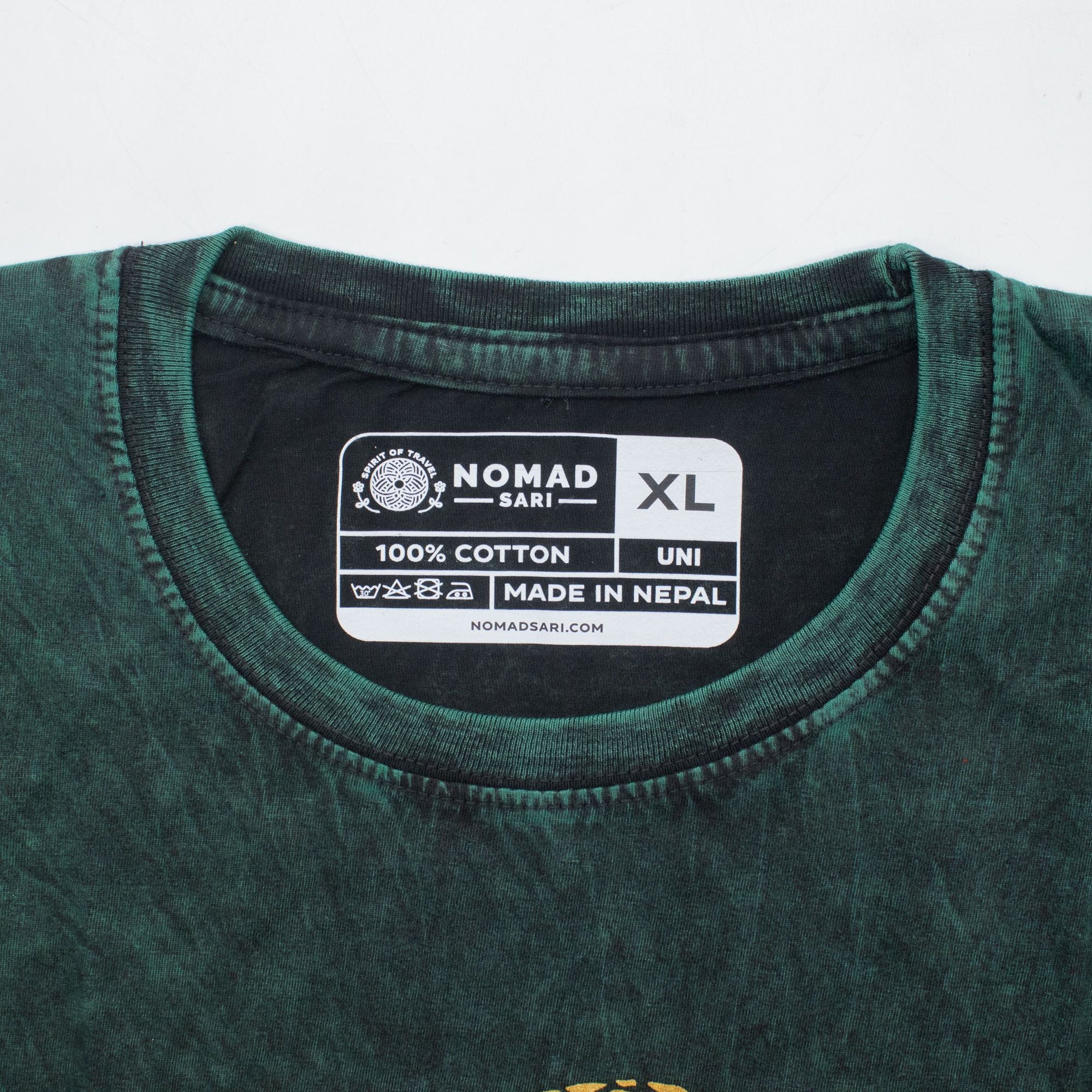 Nomad Sari ストーンウォッシュ コットンTシャツ - 生命の樹 - グリーン - XL