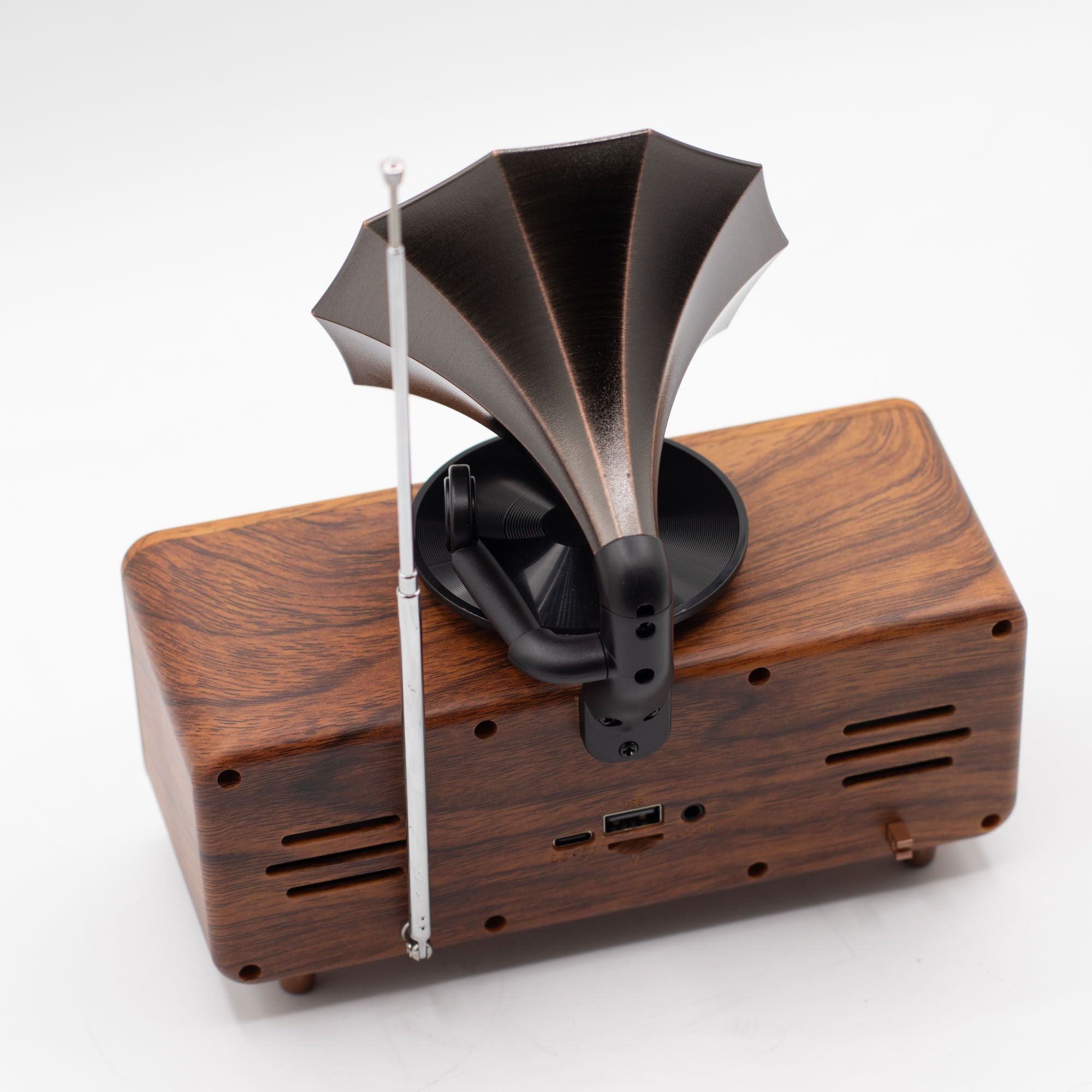 レトロミニダブルグラモフォンスピーカー - Bluetooth - 5.4ワット x 2