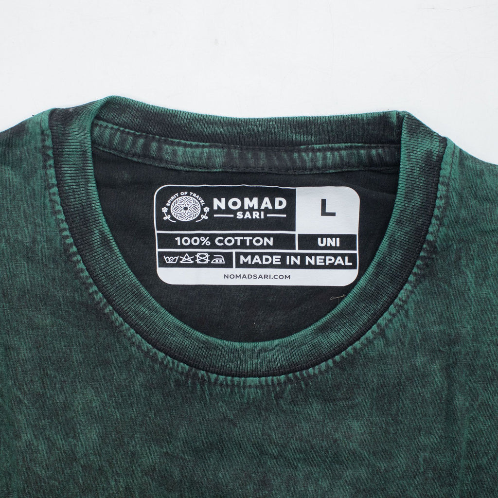Nomad Sari ストーンウォッシュコットンTシャツ - 生命の樹 - グリーン - L