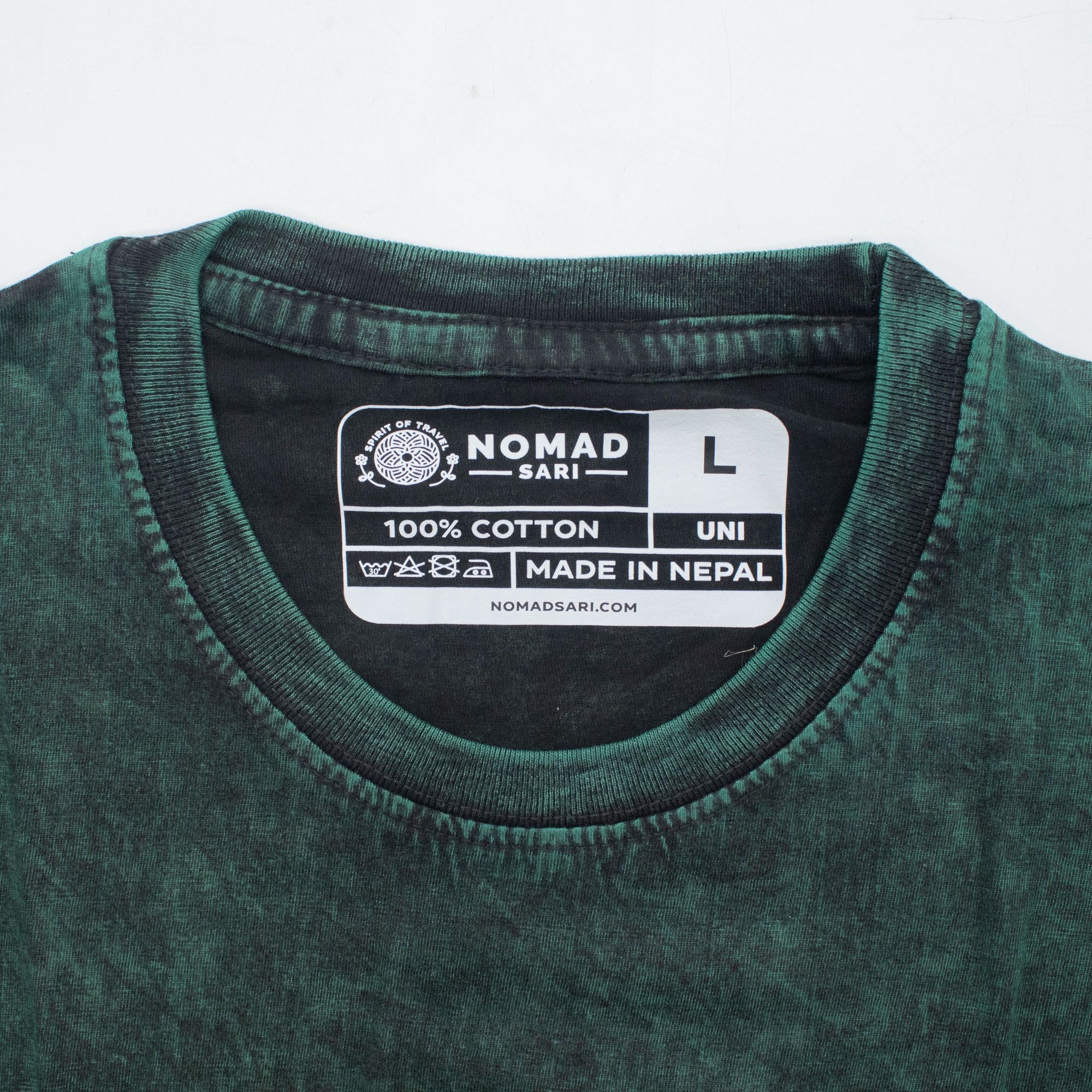 Nomad Sari ストーンウォッシュコットンTシャツ - 生命の樹 - グリーン - L