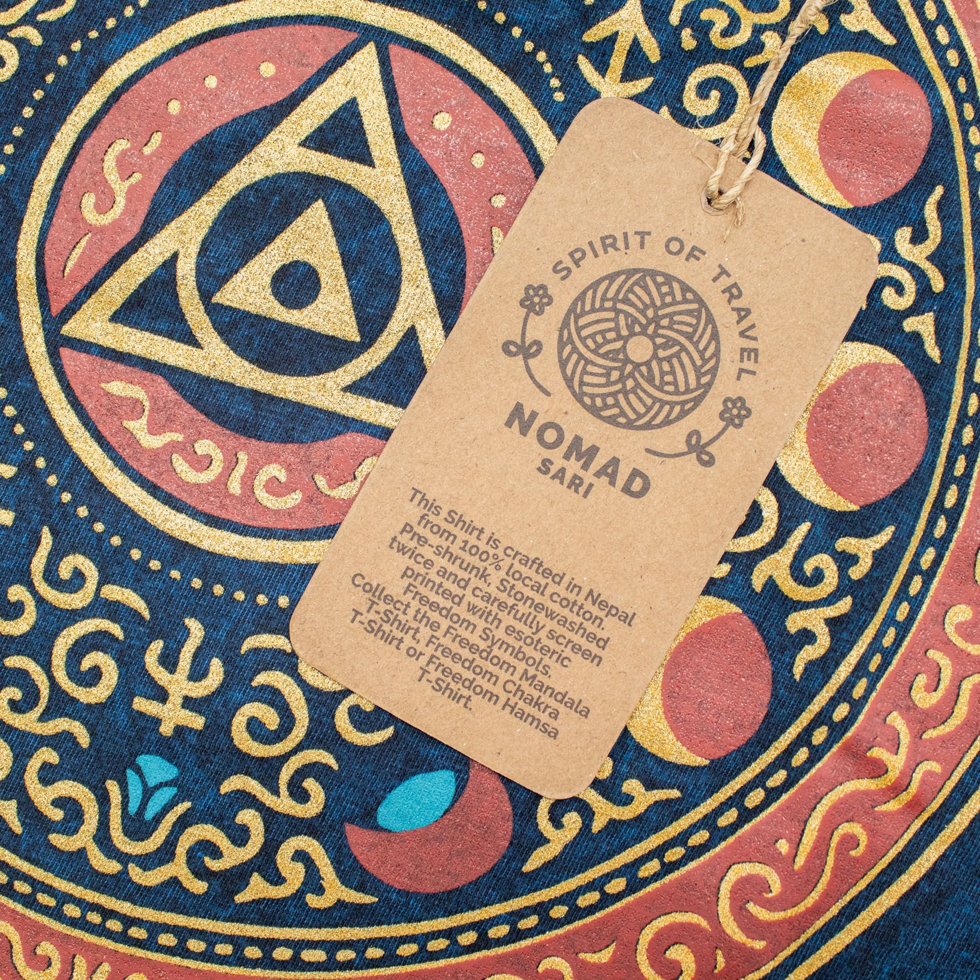 Nomad Sari ストーンウォッシュ コットンTシャツ - Stay Wild Moon Child - ブルー - XL