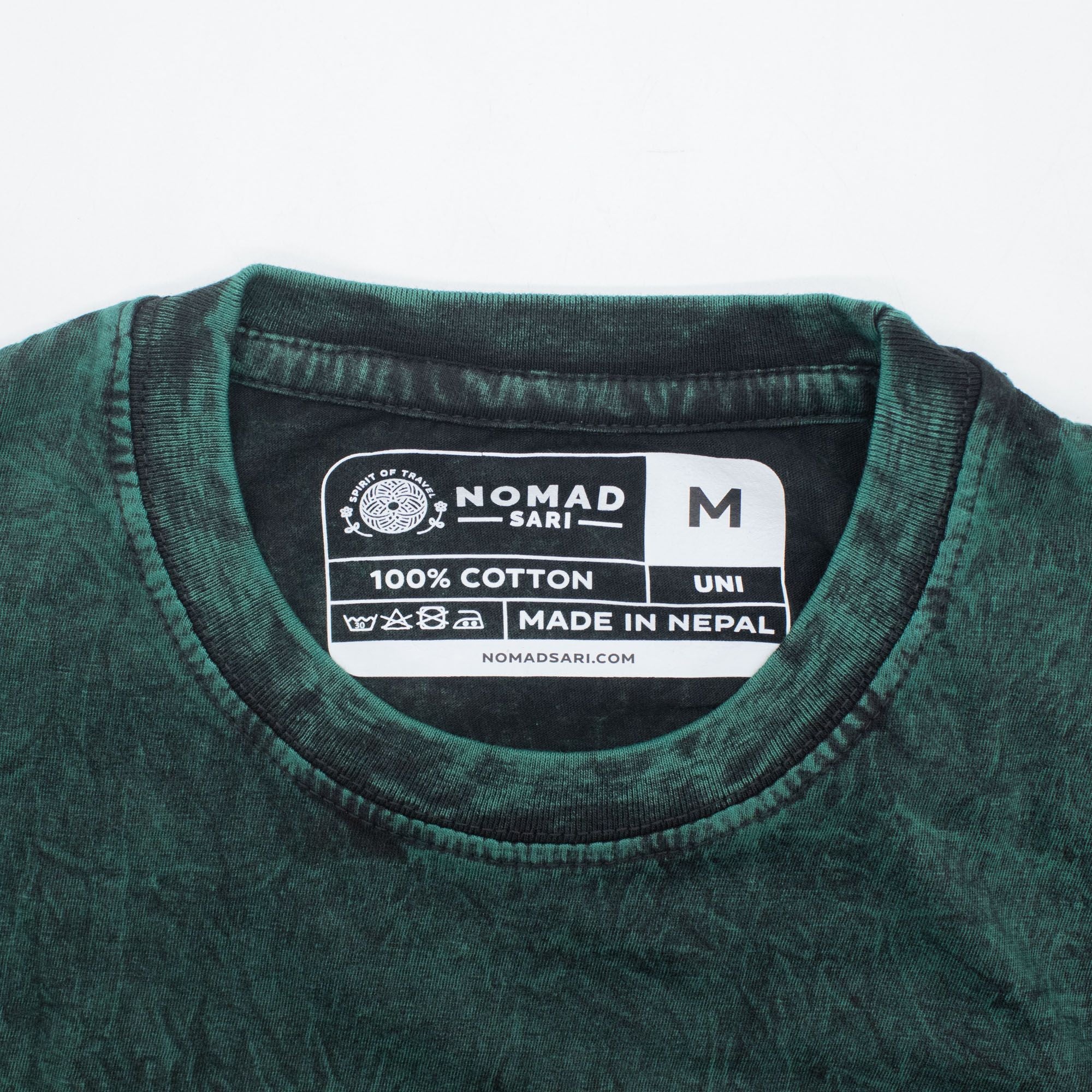 Nomad Sari ストーンウォッシュ コットン Tシャツ - 生命の樹 - グリーン - M