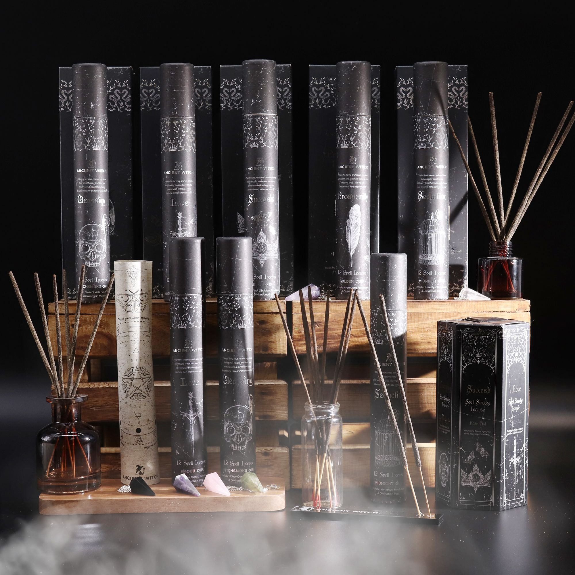 Ancient Witch Spell Incense - Seduction - Amethyst Pendulum
