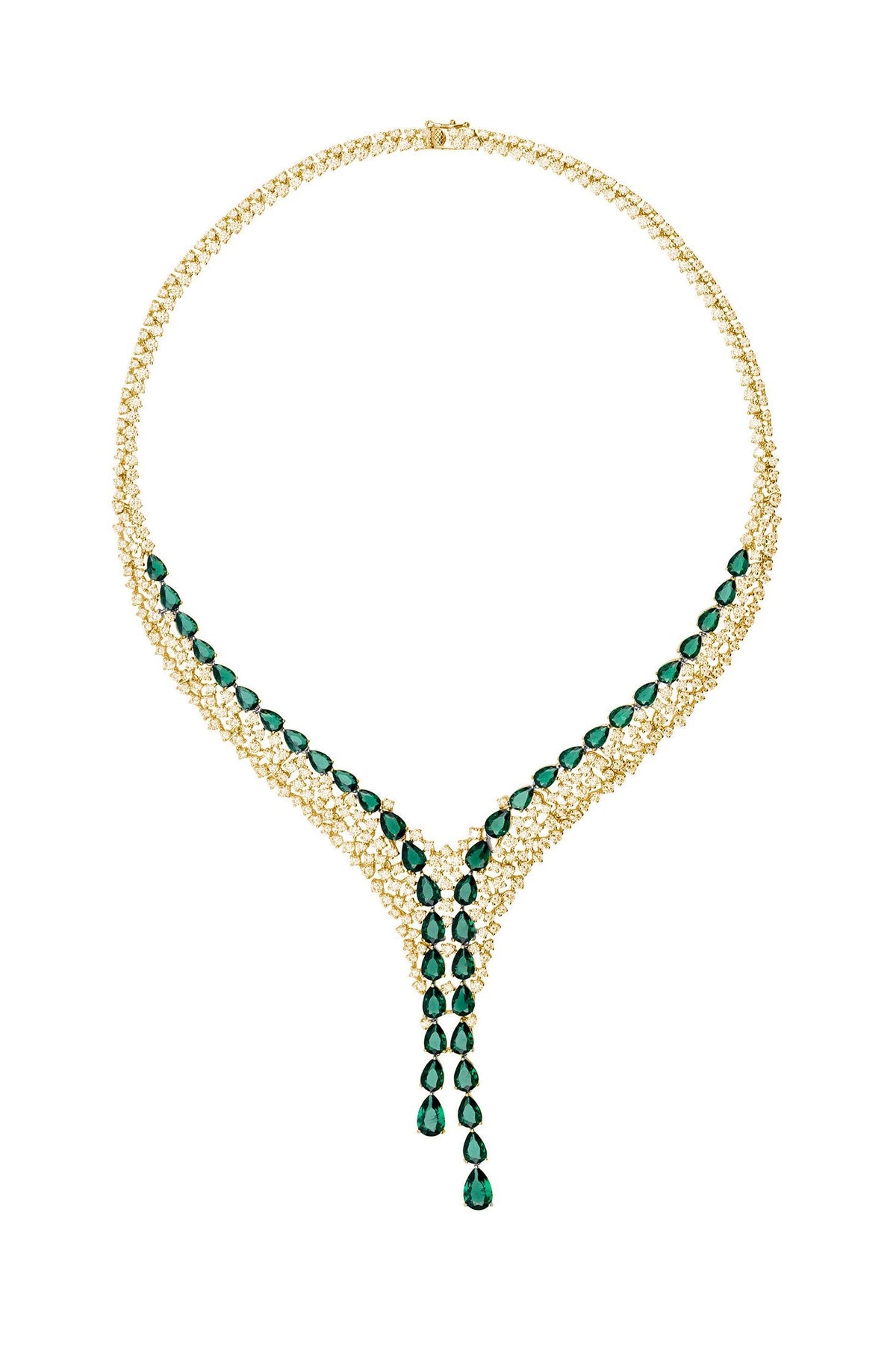 Baroness Statement Necklace Emerald Gold