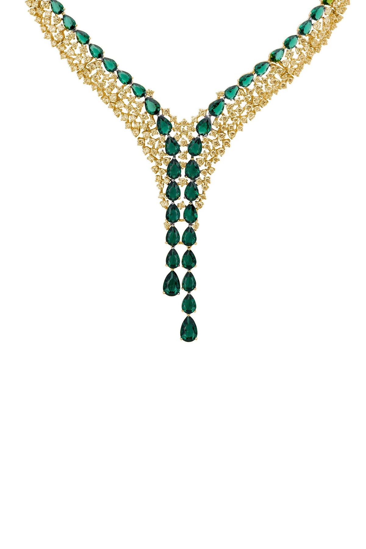 Baroness Statement Necklace Emerald Gold