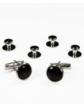 Basic Black with Silver Trim Studs and Cufflinks Set-0