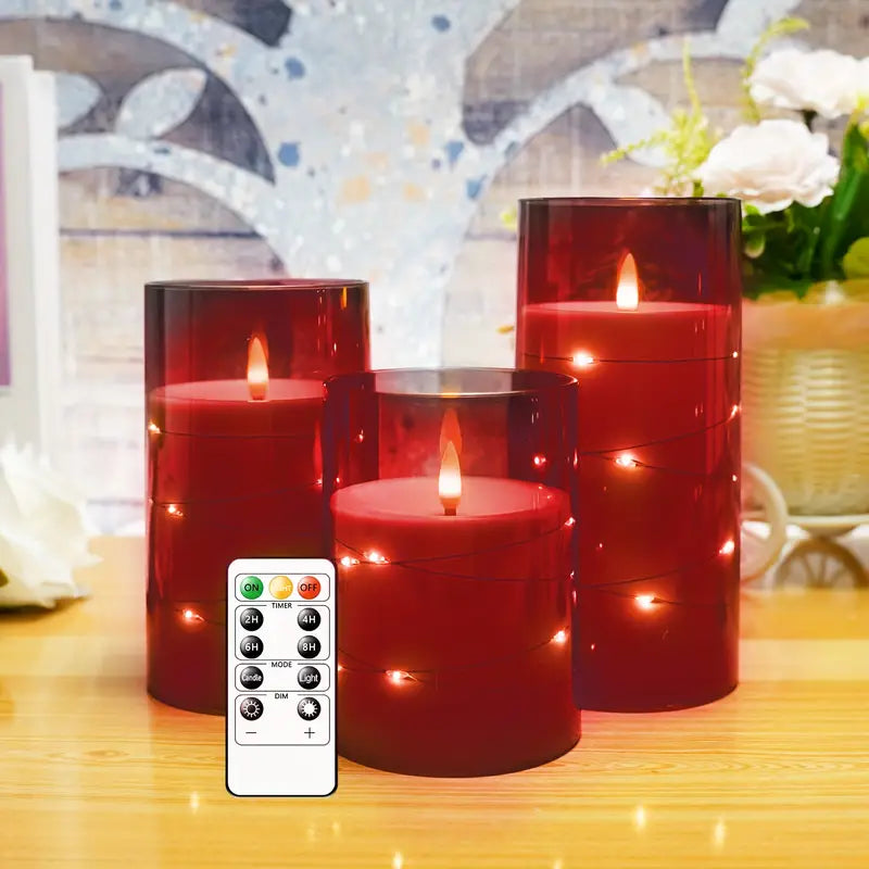 Trios of Tranquility: Christmas Edition - Flickering Flameless Candle Set