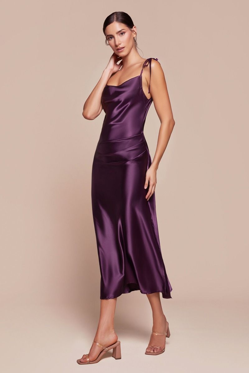 Slim Fit Satin Midi Dress-7