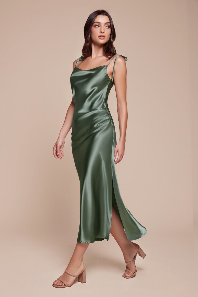 Slim Fit Satin Midi Dress-10