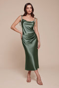 Slim Fit Satin Midi Dress-10
