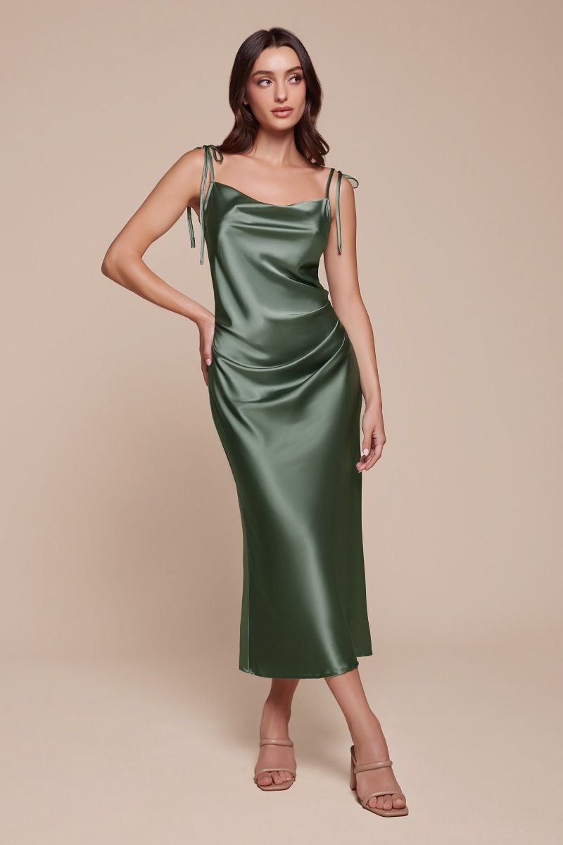 Slim Fit Satin Midi Dress-10