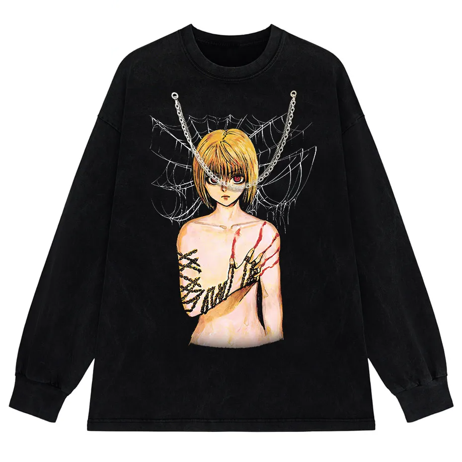 Men's Hip Hop Streetwear Anime Graphic T-Shirt Oversized Cotton Tee-2