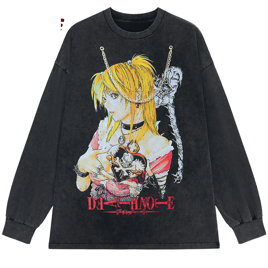 Harajuku Black Source T-Shirt Men Hip Hop Vintage Anime Graphic Oversized Cotton Tee-7