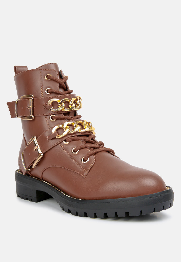 Billy Metal Chain Embellished Biker Boots-2