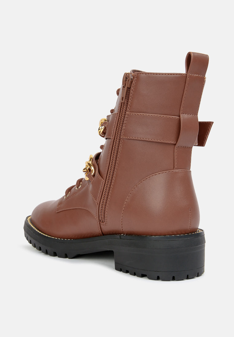 Billy Metal Chain Embellished Biker Boots-3