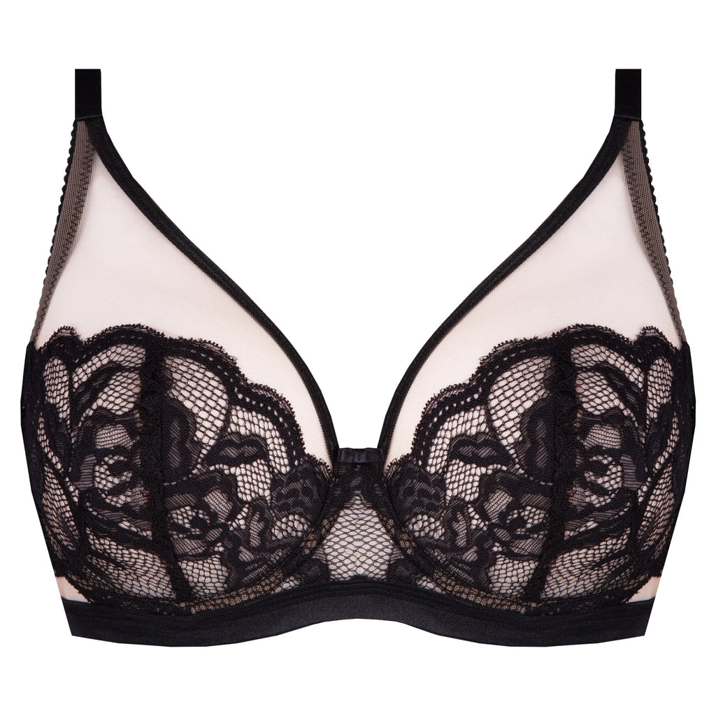 Sheer Mesh Lace Plunge Bra Carmella-1