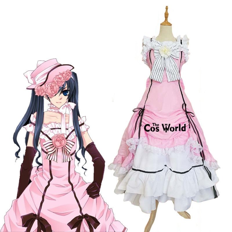 Black Butler Kuroshitsuji Ciel Phantomhive Sleeveless Lace Maid Court Full Dress Uniform Outfit Anime Cosplay Costumes-1