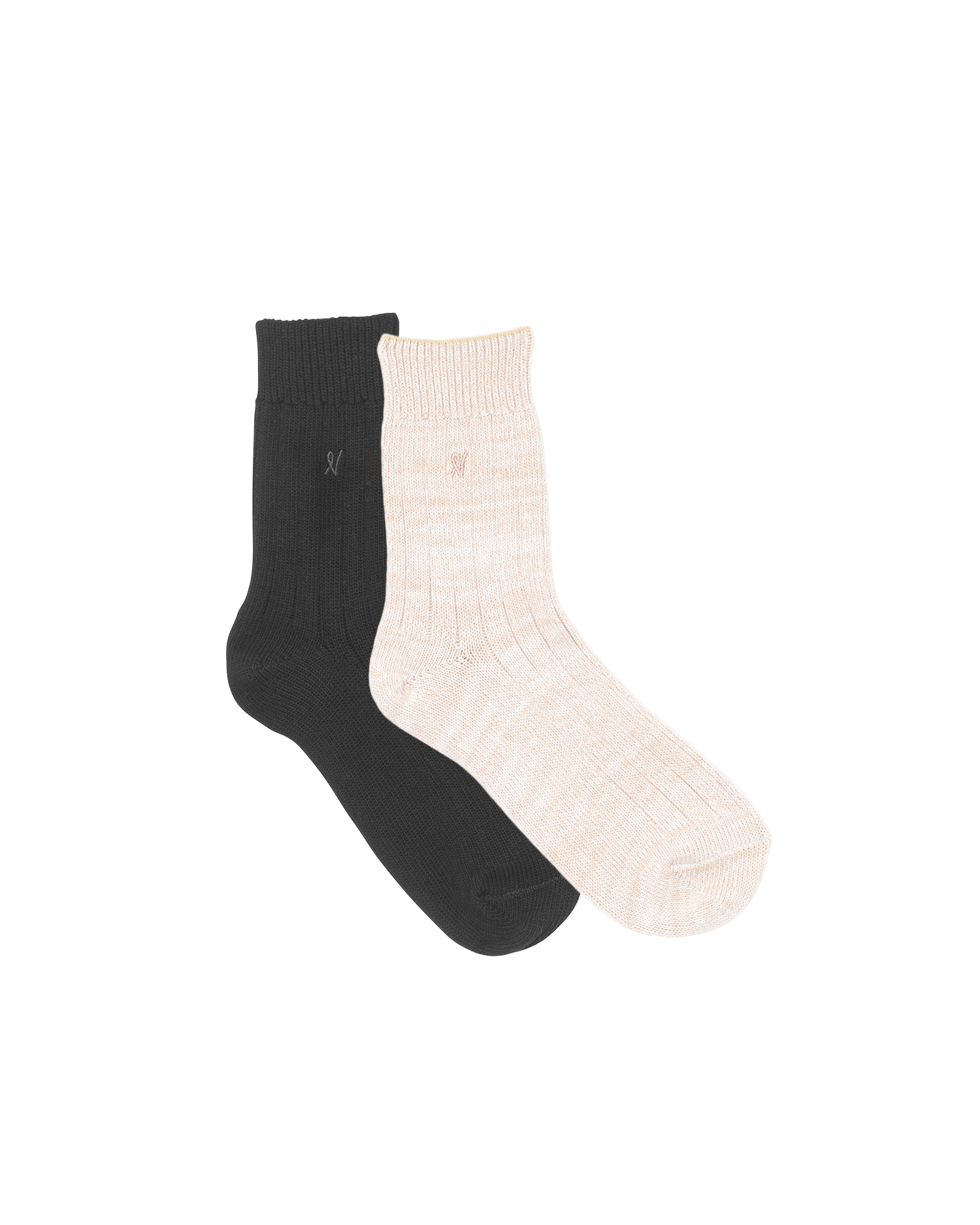 The Organic Cotton Socks 2 Pack - Black/Oatmeal