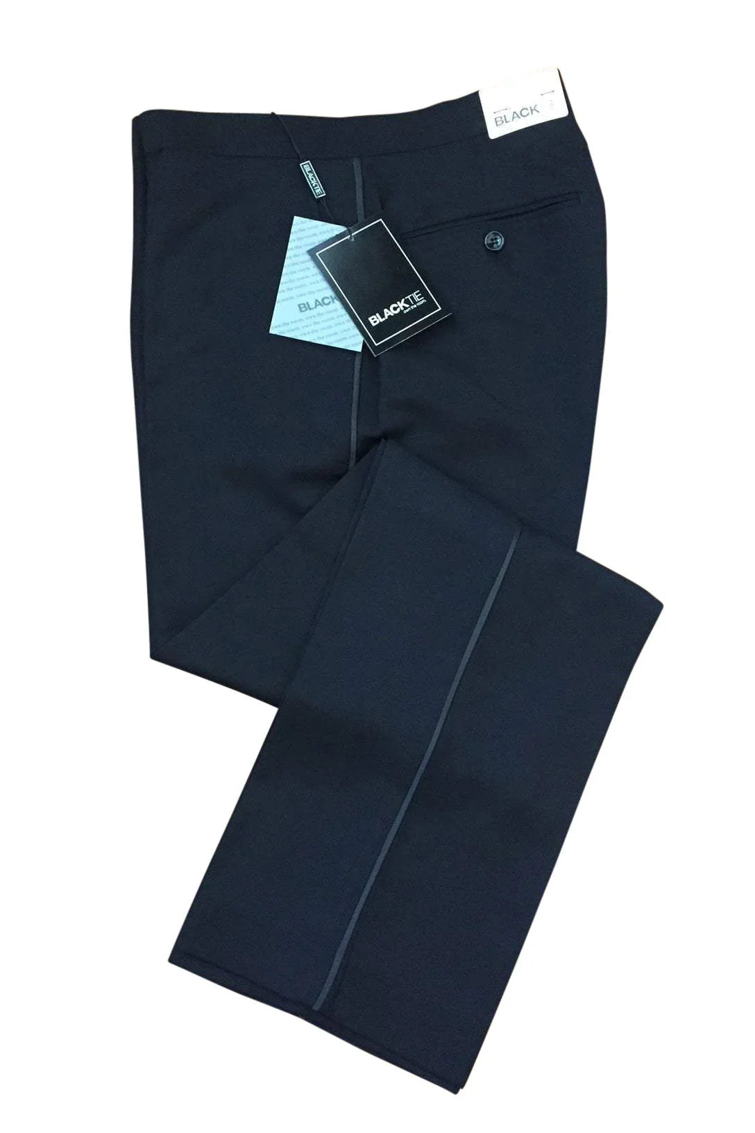 "Washington" Black Stretch Blend Tuxedo Pants-5