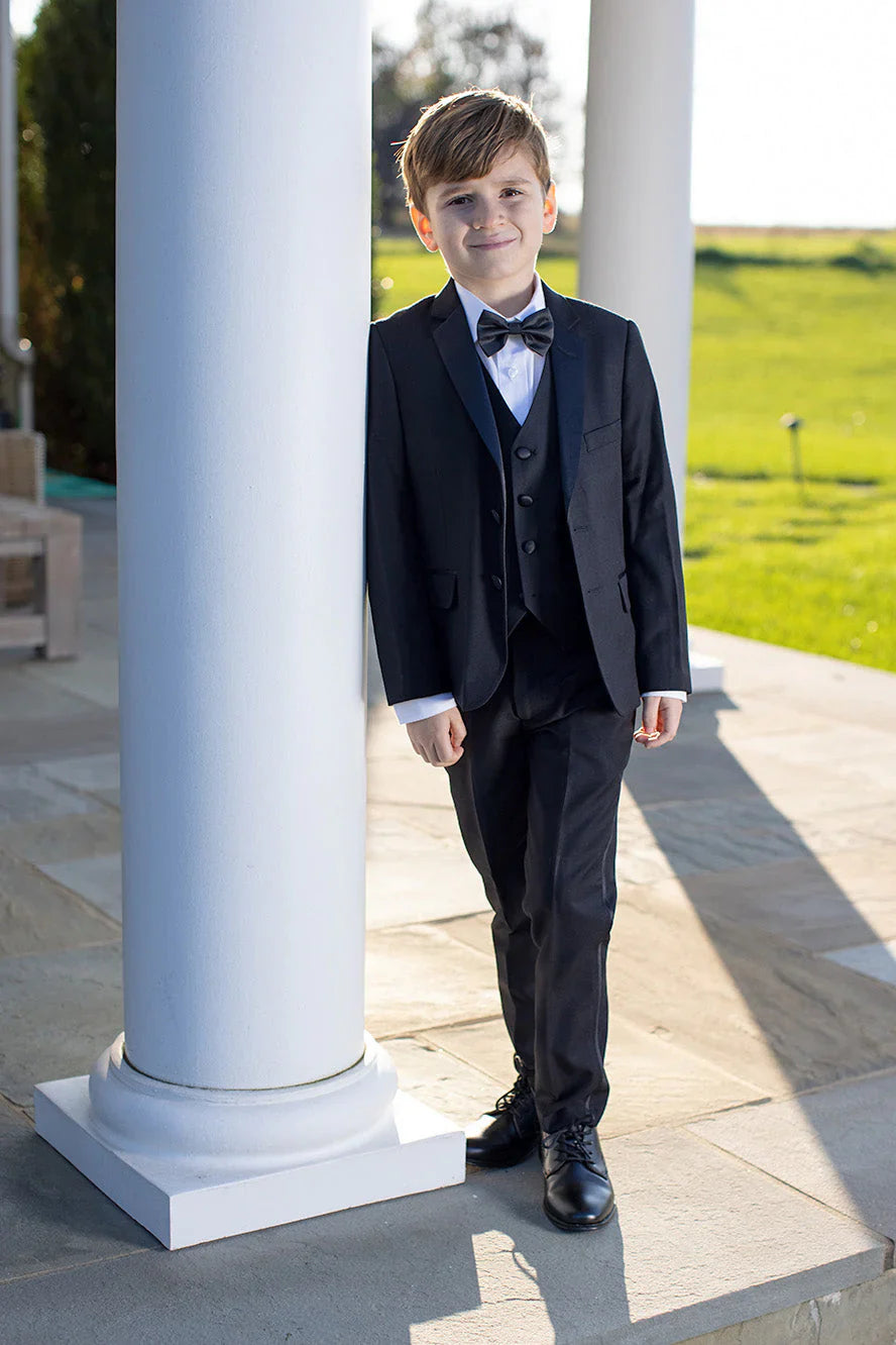 "Kingston" Kids Onyx Black Tuxedo (5-Piece Set)-1