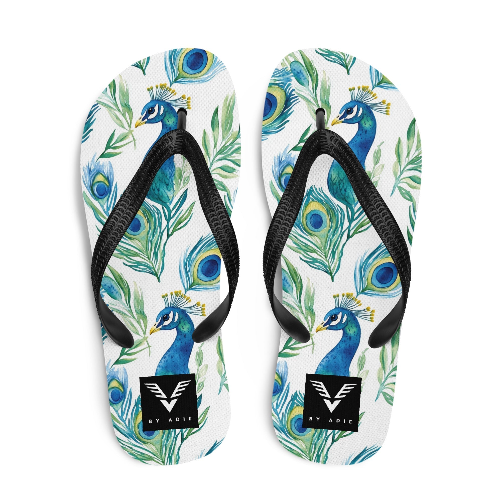 Boho Peacock Flip Flops