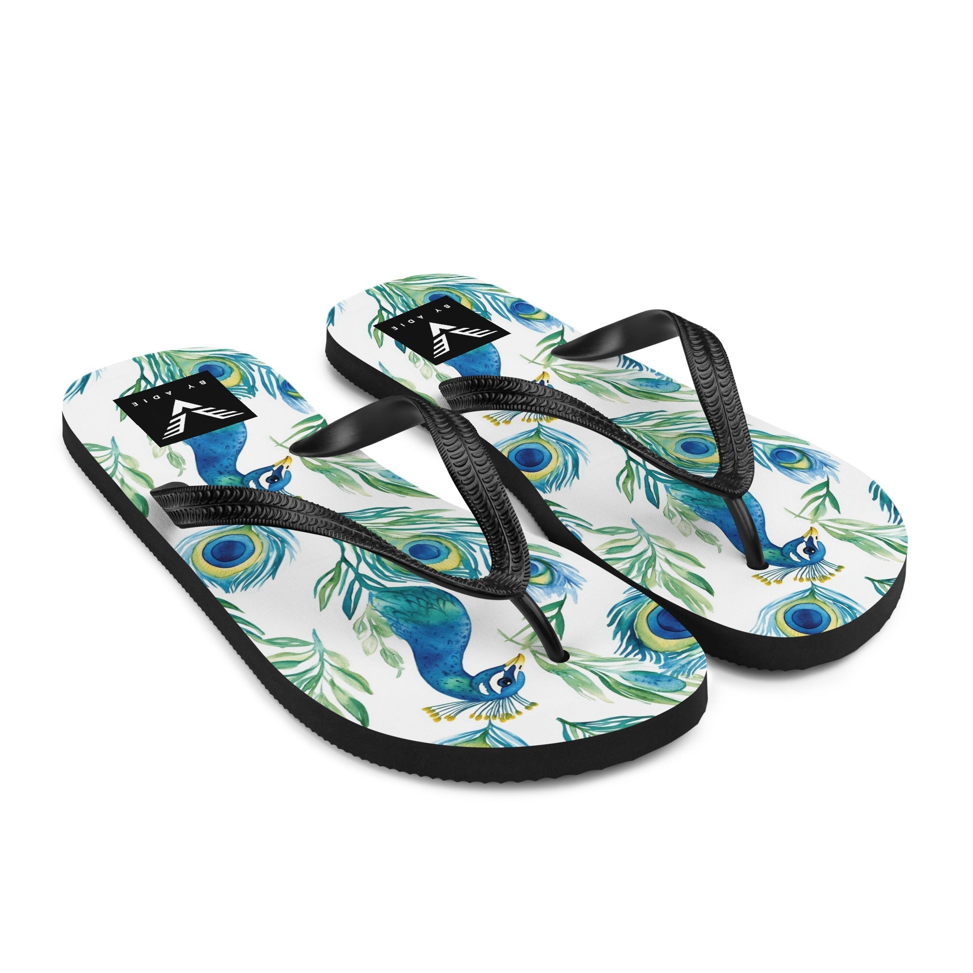 Boho Peacock Flip Flops