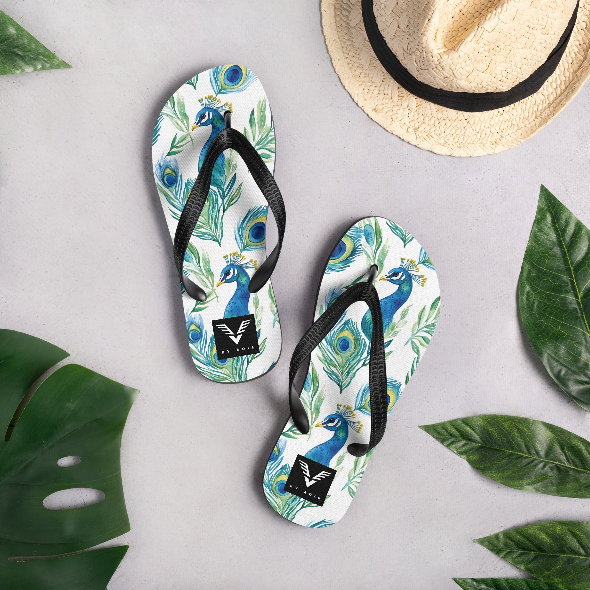 Boho Peacock Flip Flops