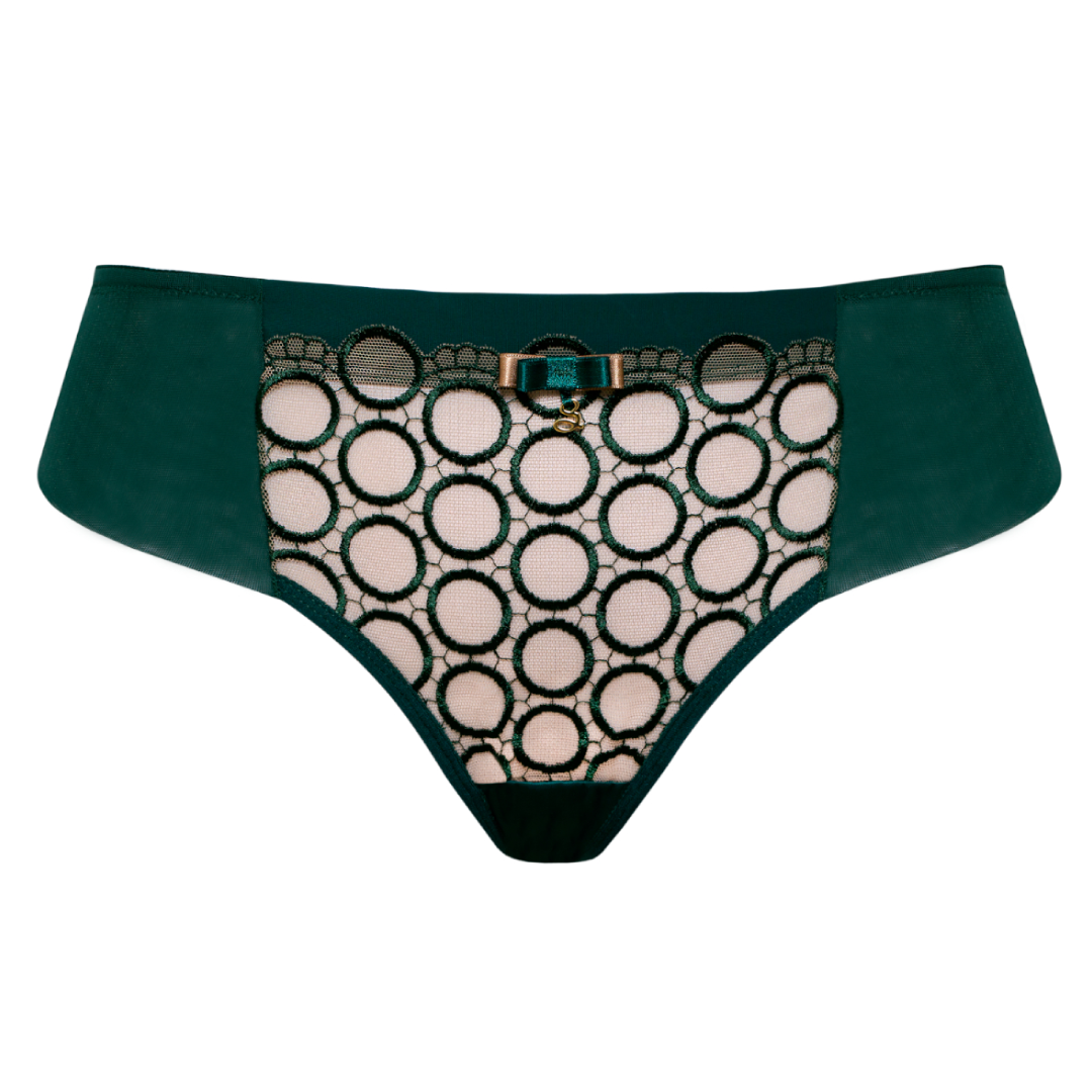 Sheer Mesh Tulle Embroidered Tanga Panty Boobie Emerald-2