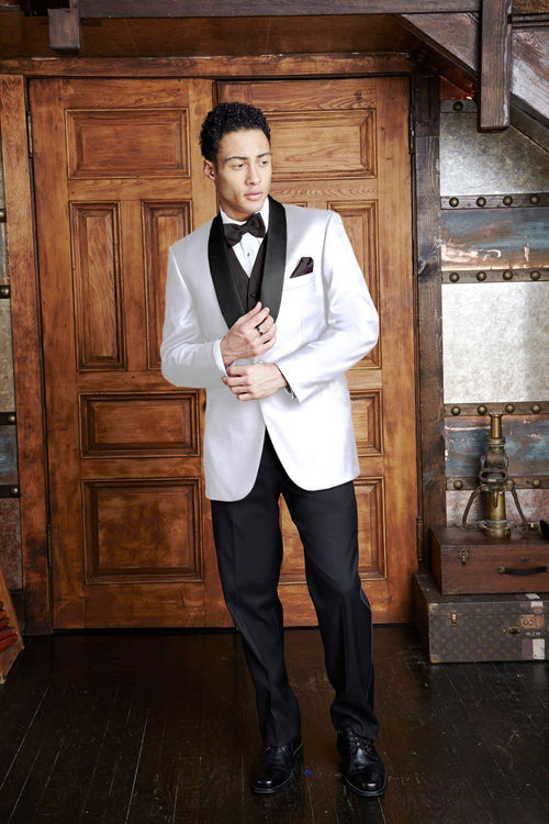 "Bradford" White Tuxedo Jacket Shawl (Separates)-0