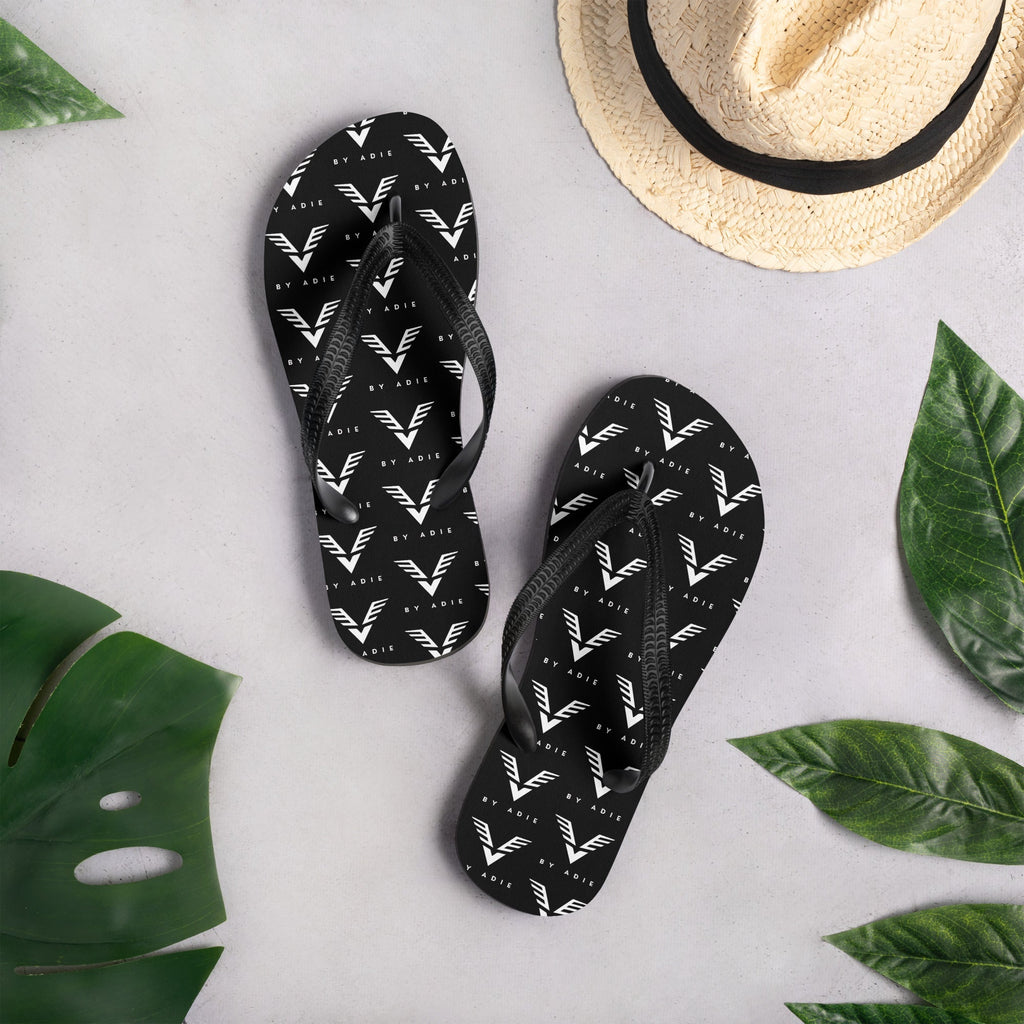 By Adie Logo Pattern Black Flip Flop