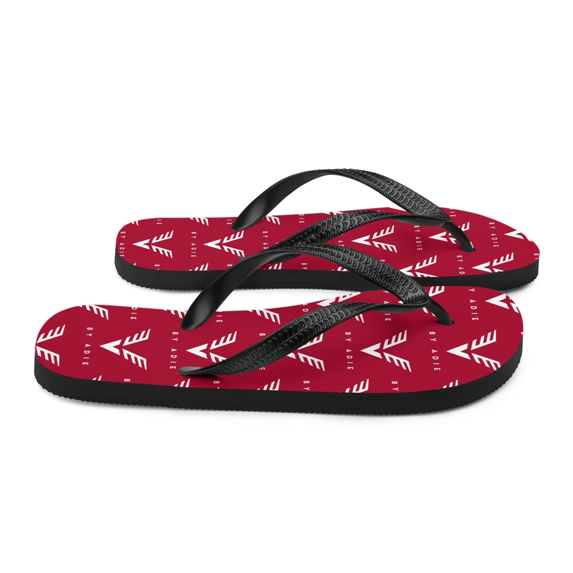 By Adie Logo Pattern Red Flip Flops