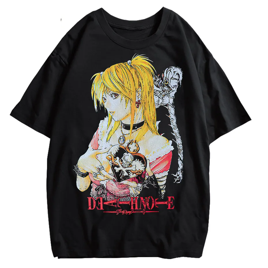 Harajuku Black Source T-Shirt Men Hip Hop Vintage Anime Graphic Oversized Cotton Tee-1