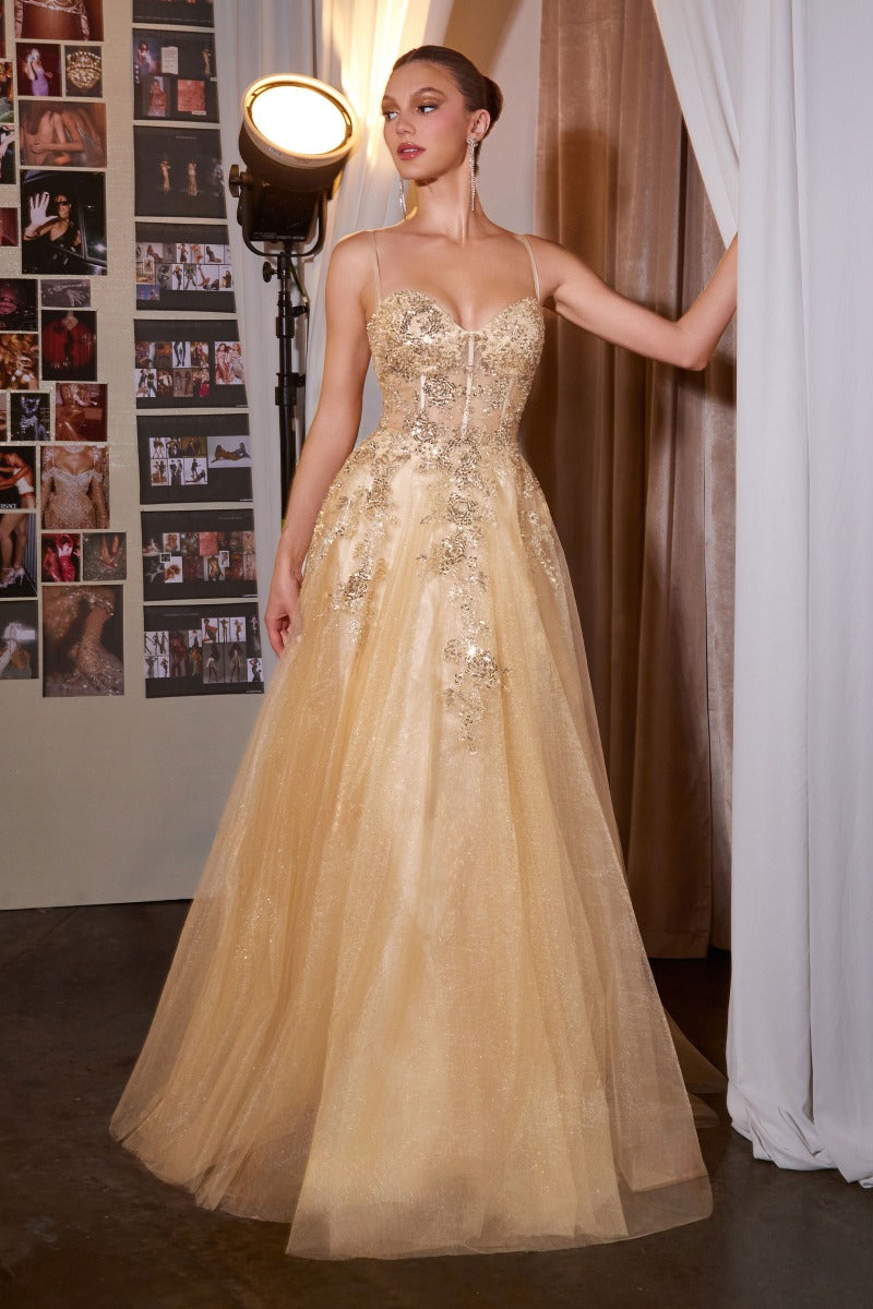 Enchanting A-Line Sweetheart Gown With Glitter Tulle, Beaded Lace & Corset Back-0