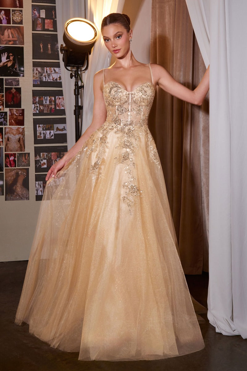 Enchanting A-Line Sweetheart Gown With Glitter Tulle, Beaded Lace & Corset Back-2