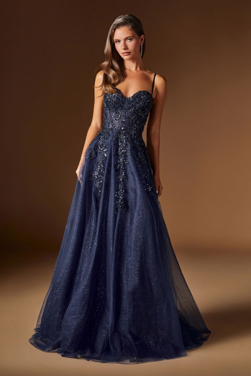 Enchanting A-Line Sweetheart Gown With Glitter Tulle, Beaded Lace & Corset Back-3