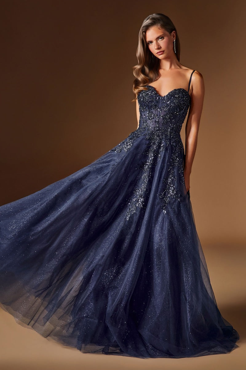 Enchanting A-Line Sweetheart Gown With Glitter Tulle, Beaded Lace & Corset Back-4