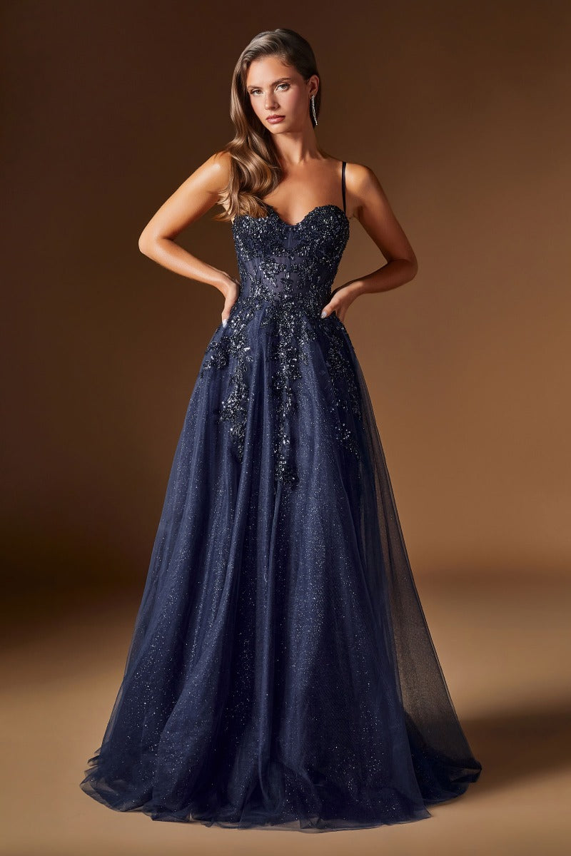 Enchanting A-Line Sweetheart Gown With Glitter Tulle, Beaded Lace & Corset Back-5