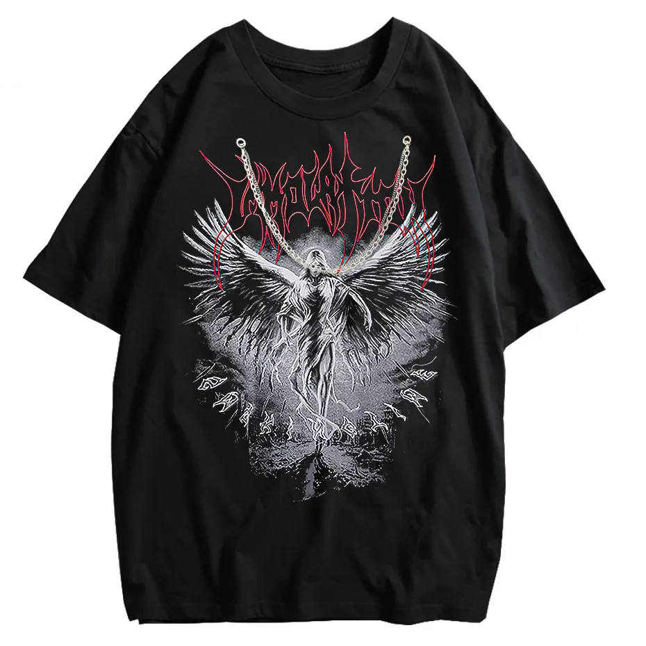 Y2k Gothic Punk Style Men T Shirt Clothes Harajuku Oversized T-shirt Top Tee High Street Hipster Summer Streetwear Anime Clothes-1