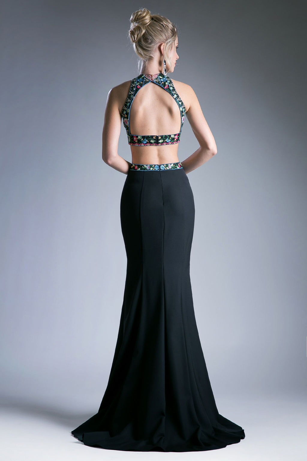 Two Piece Floral Embroidered Gown-0