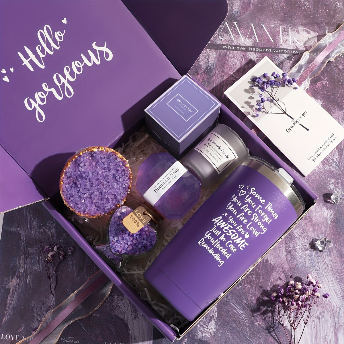 Crystal Bath Purple Salt Gift Set Lavender
