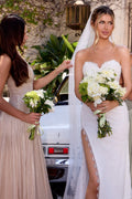 Strapless Lace Fitted Wedding Dress-2