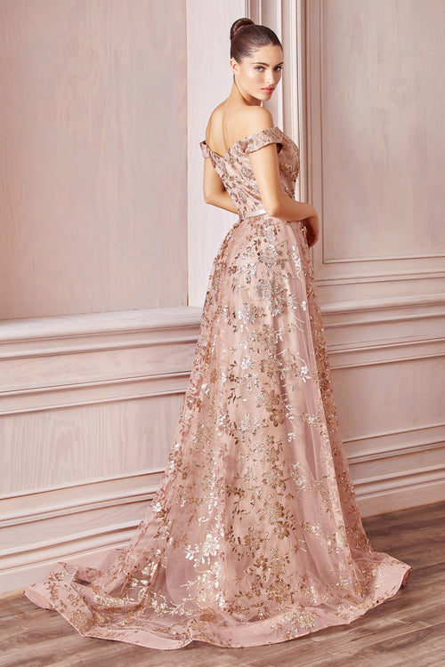 A-Line Embellished Print Dress-0