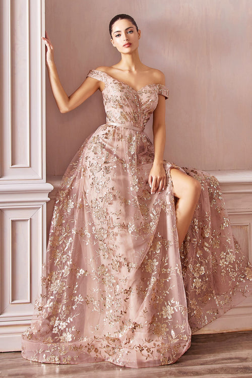 A-Line Embellished Print Dress-0