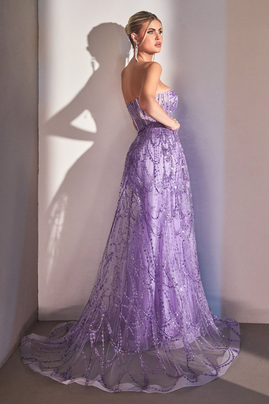 Strapless Lace Fitted Gown With Over Skirt-4