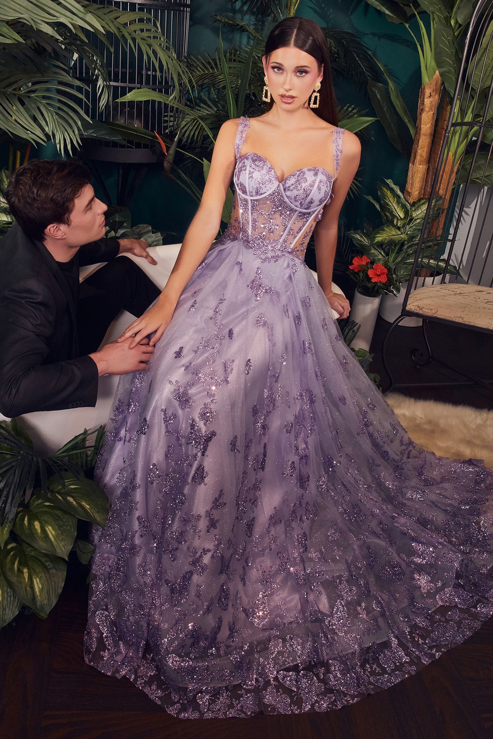 Glitter Corset Layered Ball Gown-1
