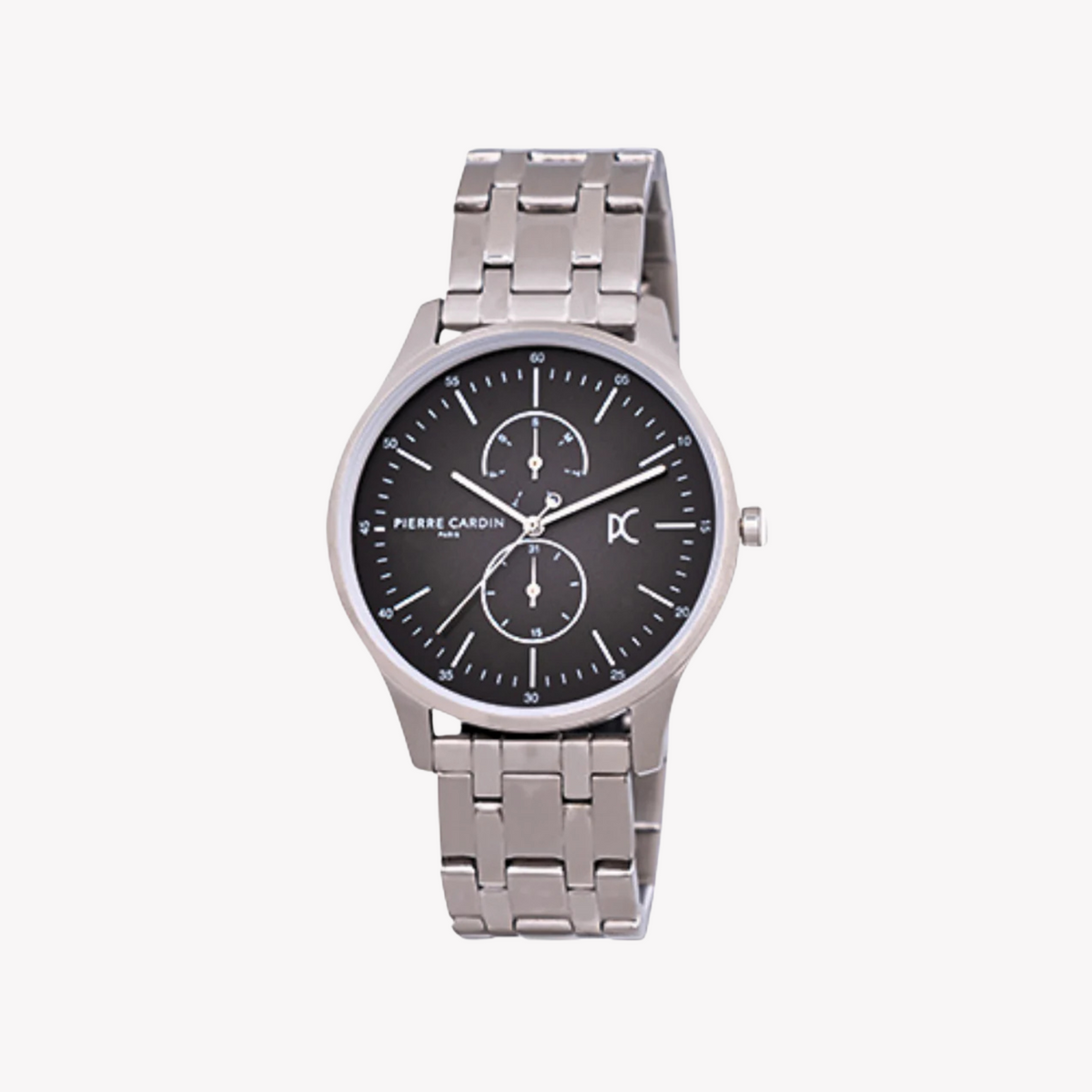 Pierre Cardin Men's Silver Metal Watch, Black Dial | Cba.4032