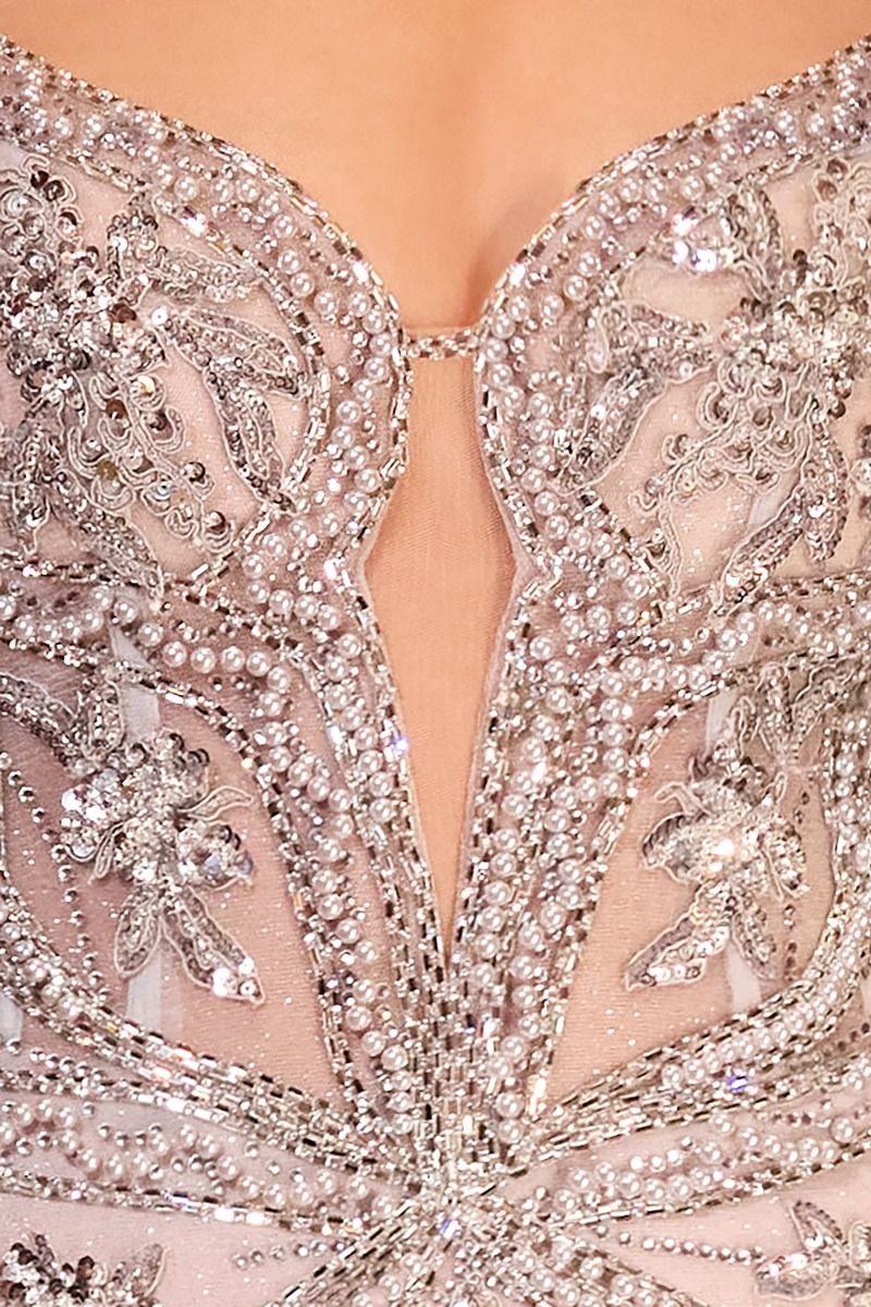 Pearl Embellished Fit & Flare Gown-2